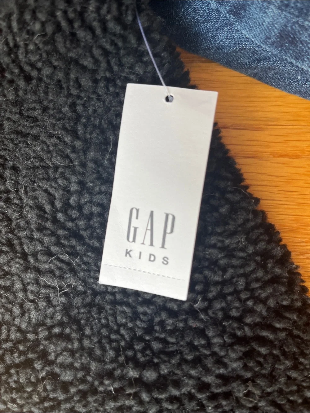 Kids Gap Denim Jacket with Black Sherpa Hood and Sleeves Size Medium 8